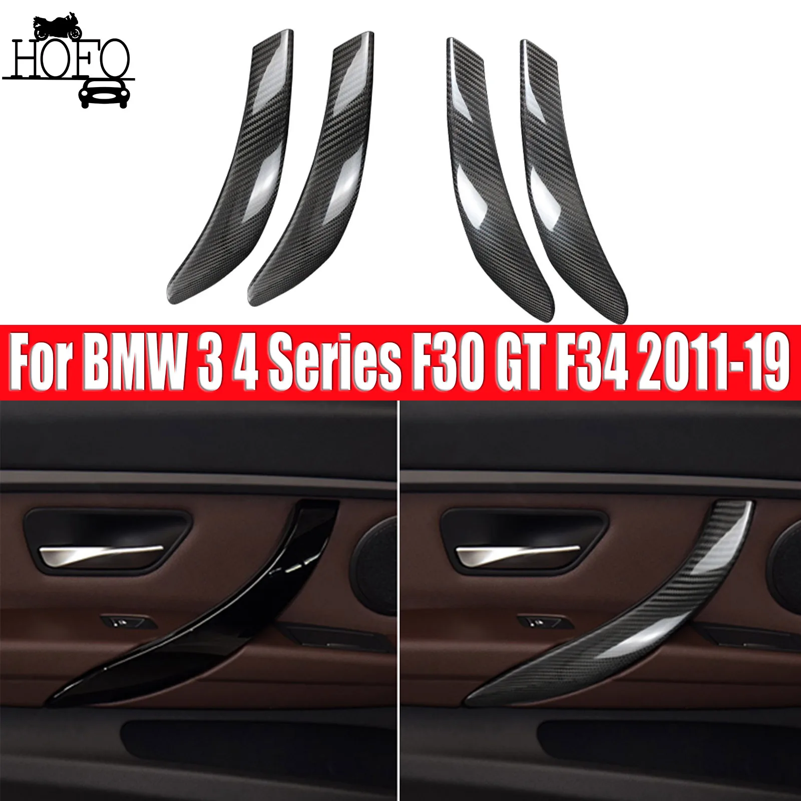 Real Carbon Fiber Interior Door Handle Pull Protecti For BMW 3 4 Series F30 GT F34 2011-19 Car Part Interior Door Handles