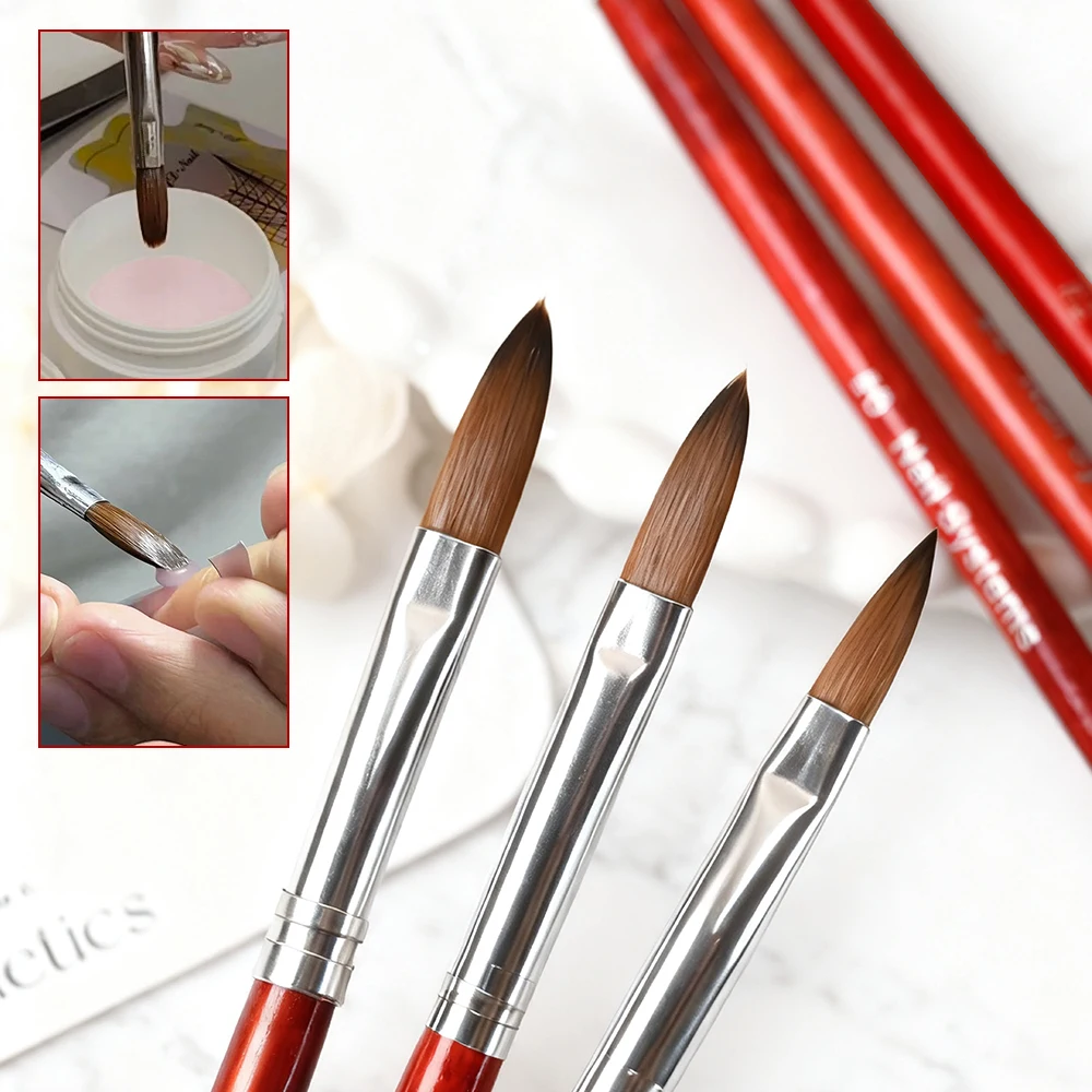 1/6 Pc 6 Größen Acryl Nagel Pinsel Set Rot Holzgriff Kristall Verlangen Blume Nagel Stift für Nail art Verlängerung Zeichnung Design Werkzeug