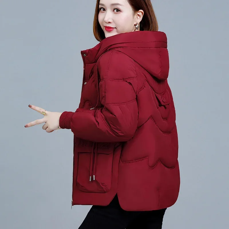Veste d'hiver en duvet de coton pour femme, épaisse, manches longues, Style ample, à la mode, manteau pour maman d'âge moyen, petite chemise élégante en coton