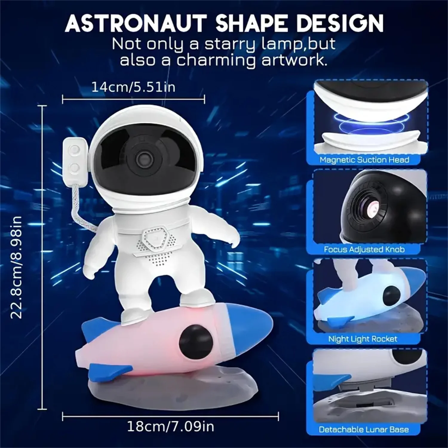 Proyector de cielo estrellado de astronauta, luz nocturna, nebulosa, techo, galaxia, luces LED para dormitorio, sala de juegos, regalo decorativo para niños