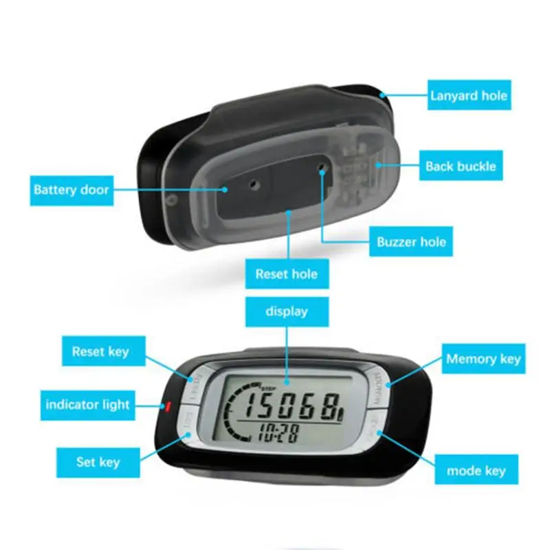 Clip On Pedometer Calorie Counter Large Digital Display Step Counters For Seniors Adults Kids Small Clip On Fitness Recorder