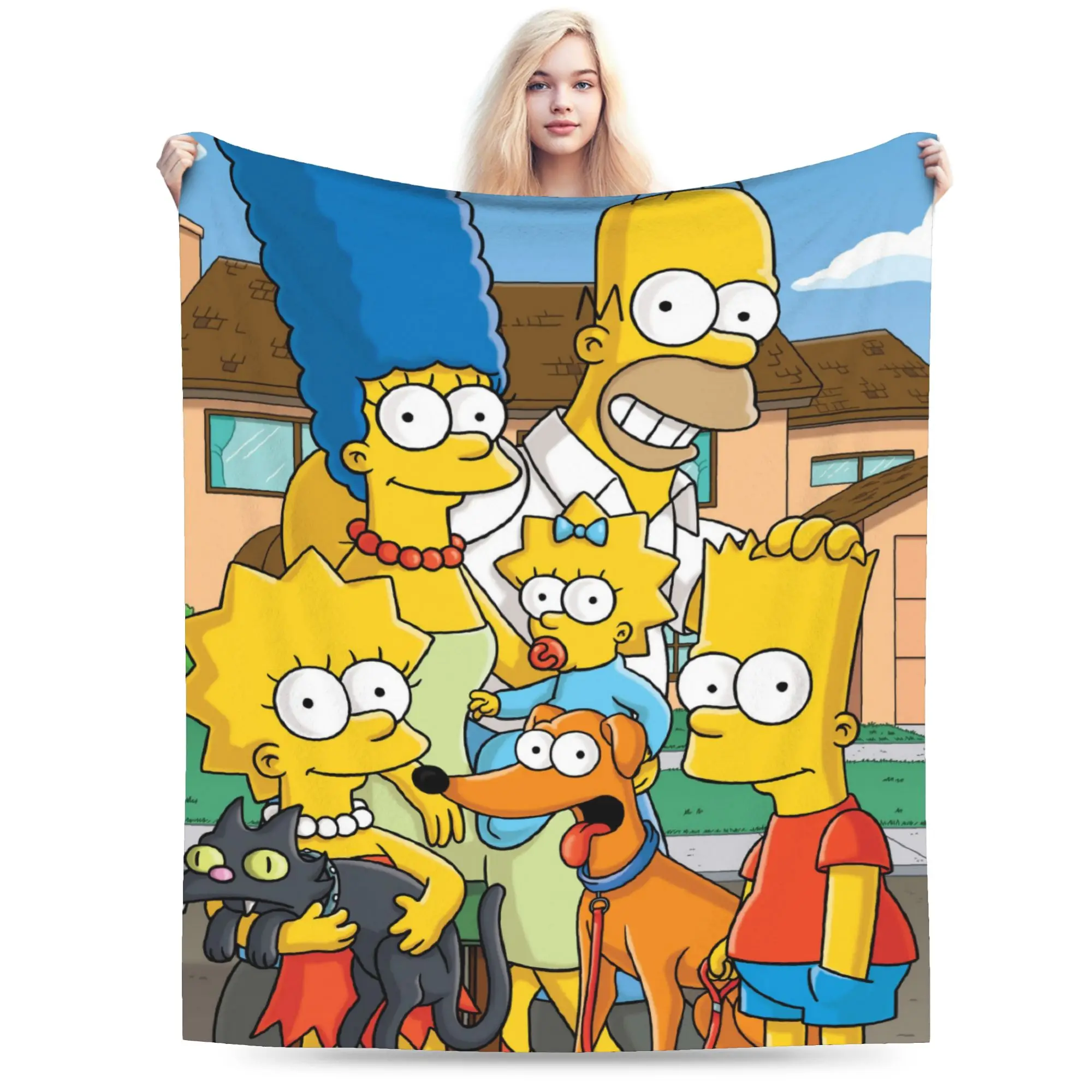 S-Simpson Blanket Coral Fleece Plush Printed  Breathable Lightweight Throw Blanket for Bedding Office Bedspread