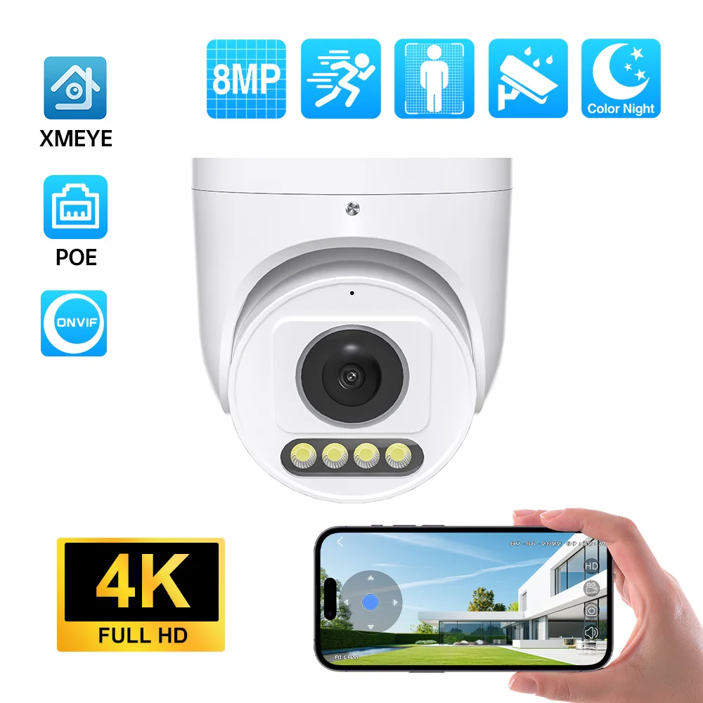 camera-panoramique-ip-poe-techage-4k-objectif-fisheye-17-mm-grand-angle-165°-°-detection-de-visage-video-de-securite-8mp-cctv-xmeye-icsee