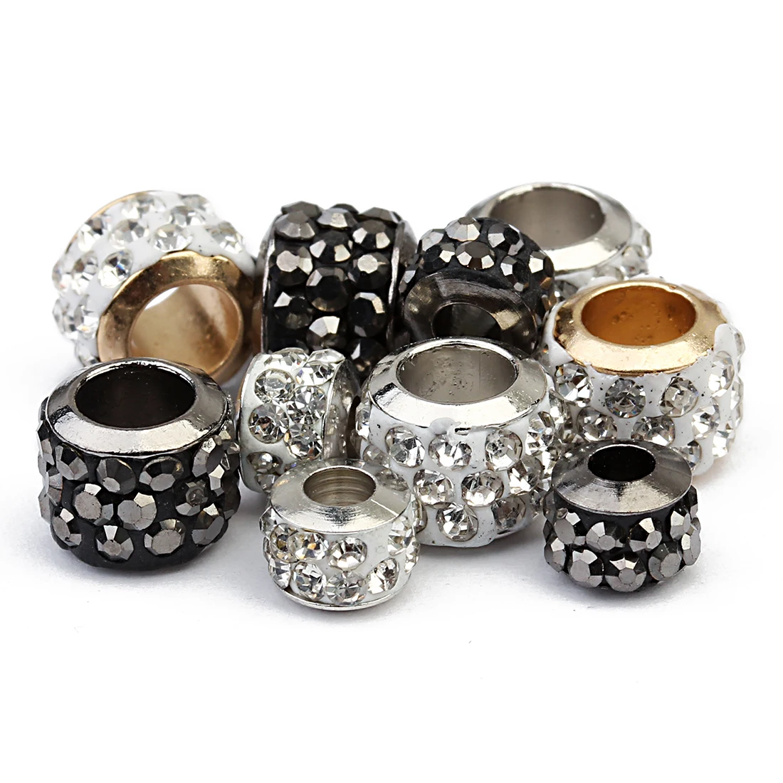 20 teile/los Große Loch Strass Ball Perlen Shambhala Legierung Spacer Perlen für DIY Schmuck Machen Armband Halskette Zubehör