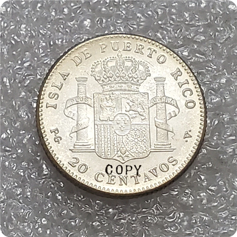 1895 PUERTO RICO 20 CENTAVOS UNC COPY coin