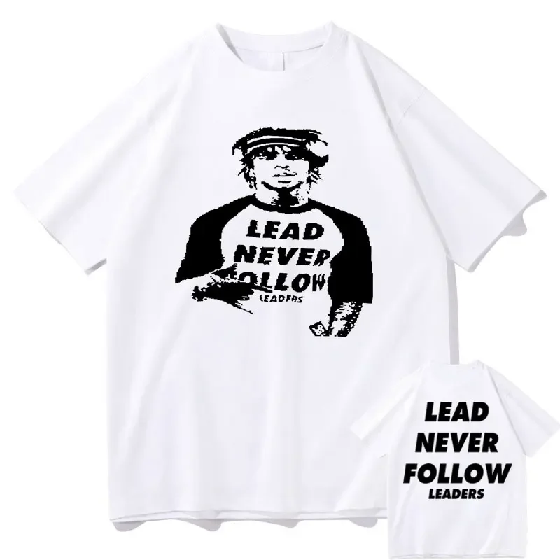 

Rapper Chief Keef Lead Never Follow Leaders Double Sided Print T-shirt Men Women Vintage Hip Hop Casual Oversized T Shirts Male