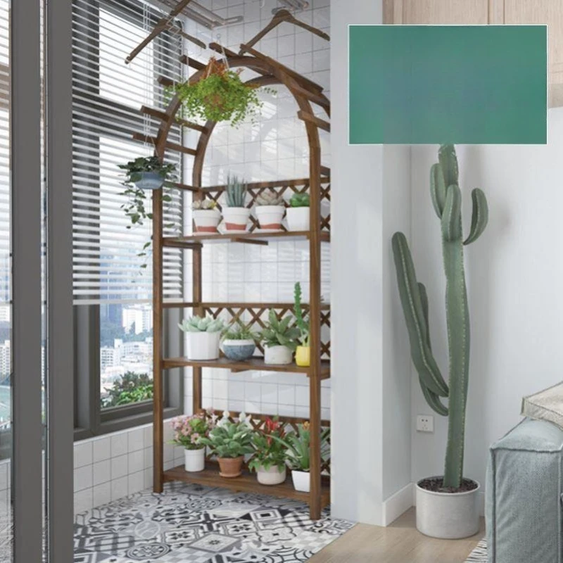 Closed balcony flower stand Anticorrosive solid wood plant balcony flower stand Shelf