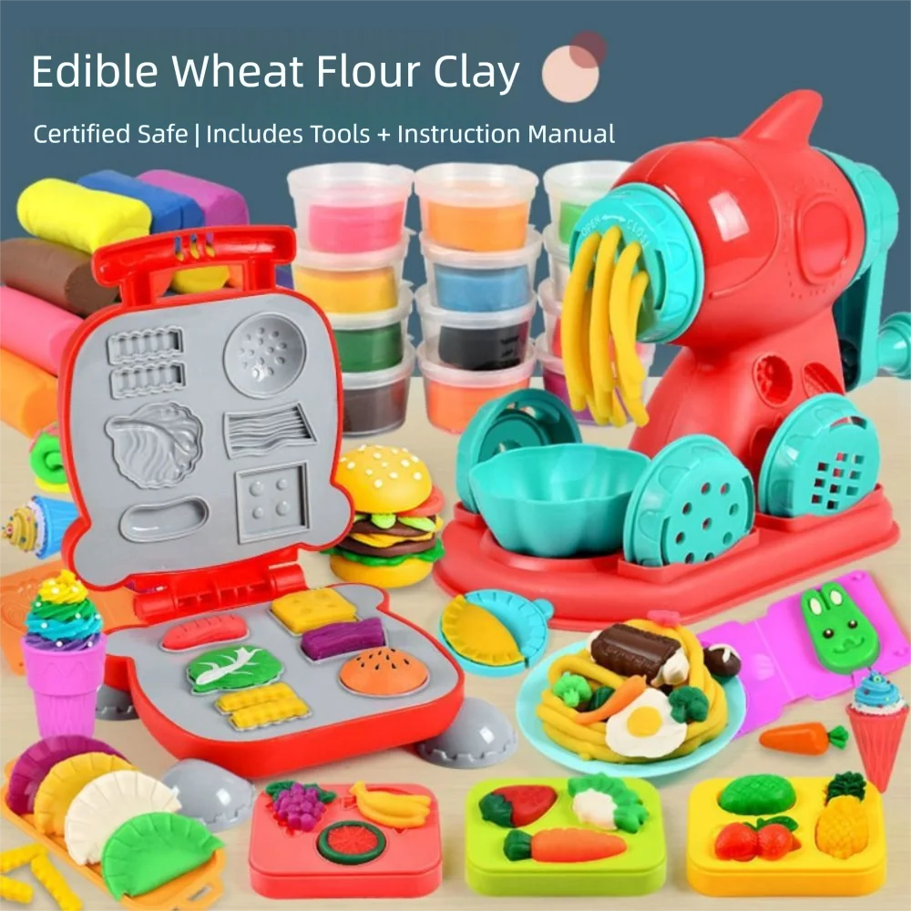 

Набор игрушек для лепки из цветной глины: пластиковая машинка для лапши, имитация кухонной техники, машина для приготовления бургеров, аксессуары для самостоятельного изготовления, игрушки для игры в дочки-матери