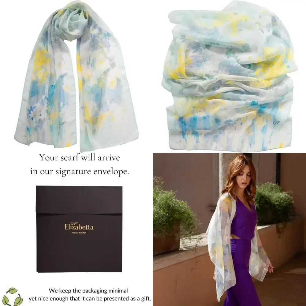 

100% Silk Italian Fashion Long Scarves for Women - Elegant and Luxurious Silk Scarf