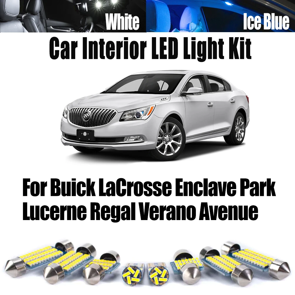 Canbus For Buick LaCrosse Enclave Lucerne Regal Verano Park Avenue LED Interior Reading Dome Trunk Light Kit License Plate Bulbs