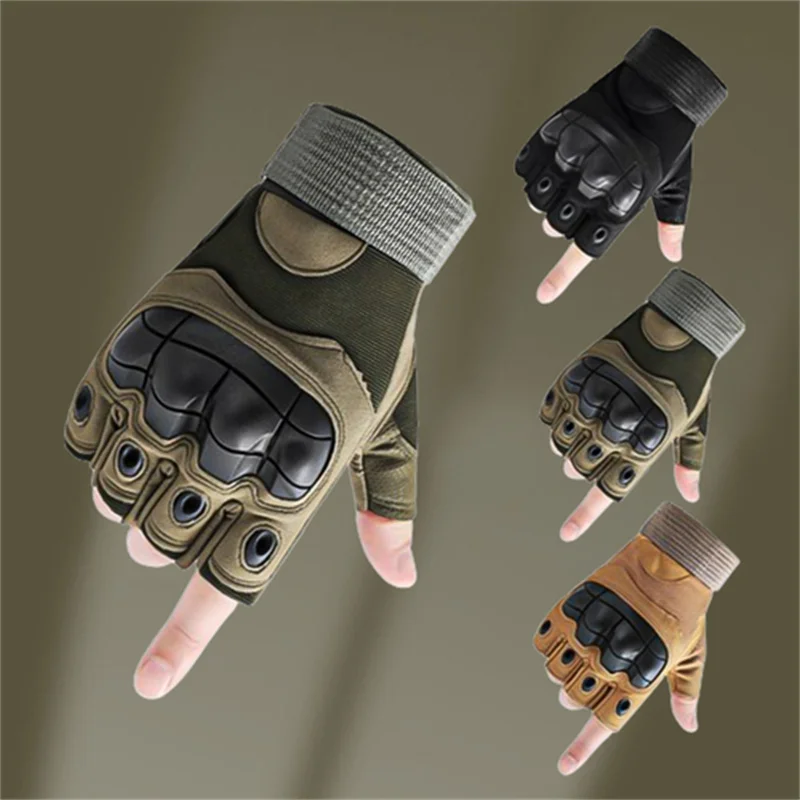 Outdoor Tactical Gloves Half Finger Hard Knuckle Men's Gloves Non-Slip Grip Sports Hunting Airsoft Motorcycle Cycling Gloves