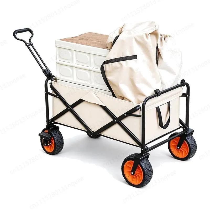 Outdoor Beach Camper 8-inch Aluminum Wheels Foldable Four-wheel Trolley Garden Trail Off-road Transportation