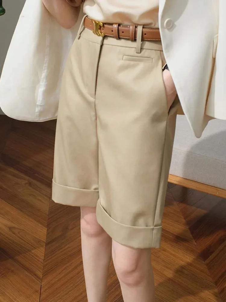 Summer High Waist Straight Cargo Shorts Women Chic Casual Baggy Pantalones Cortos Korean Fashion Loose Classic Solid Short Pants - Image 3