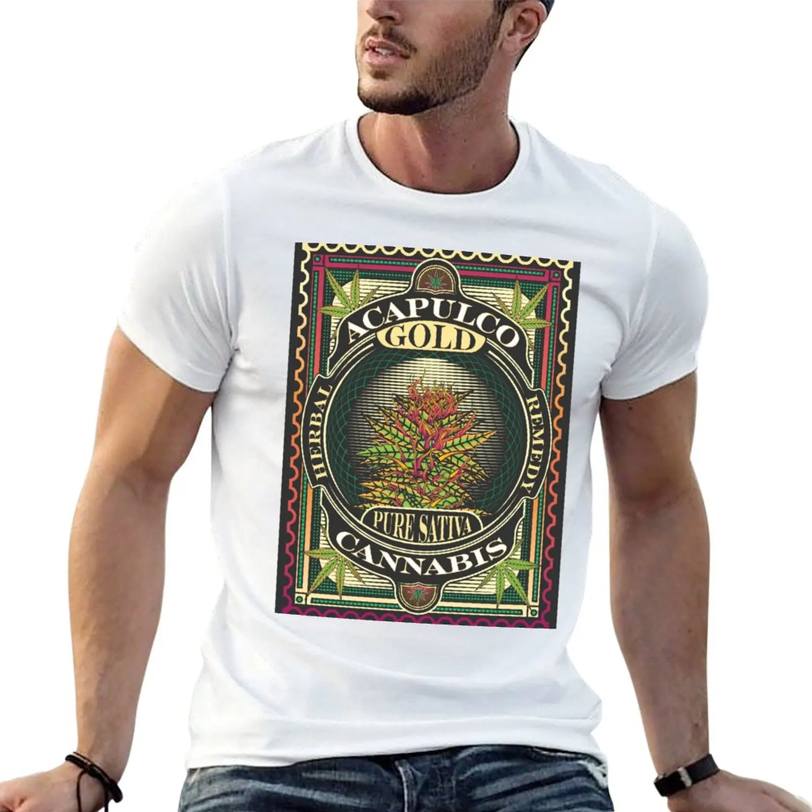 Camiseta Acapulco Gold, camisetas de anime para hombre, camisetas divertidas, camisetas estampadas de algodón para hombre, camiseta
