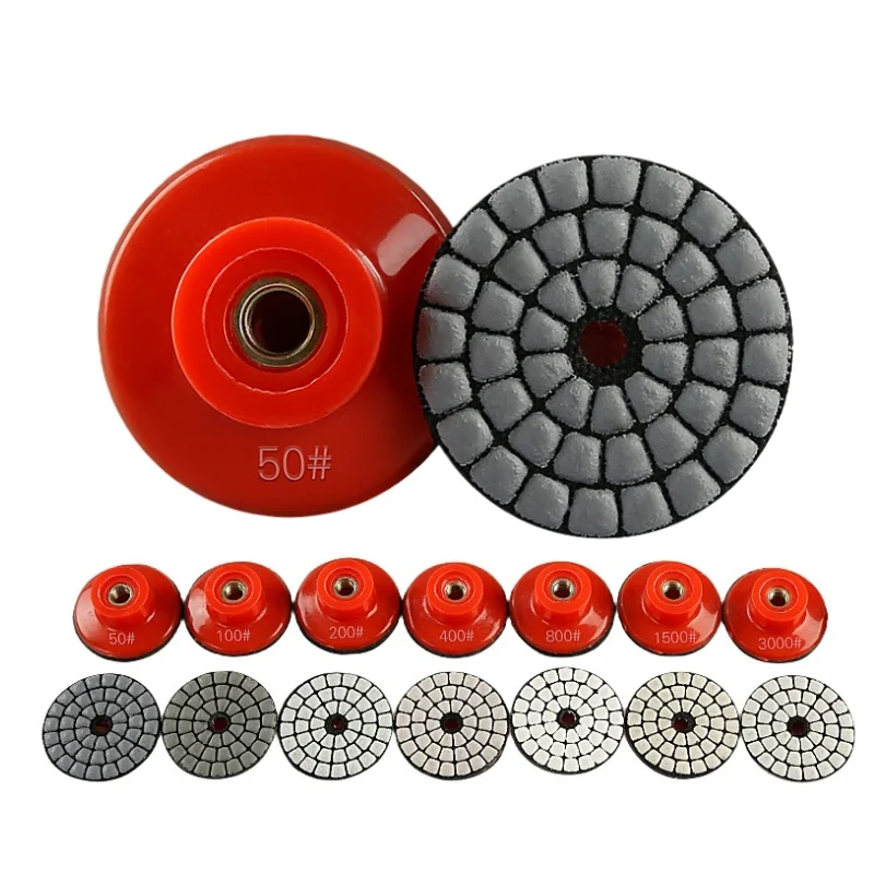 

7 шт., 2 дюйма, 50 мм, полировальные подушечки для камня с подкладкой, сухой шлифовальный диск, гранит, мрамор, камень, полировальная подушечка, зернистость 50-3000