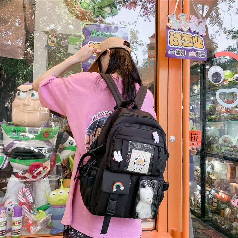 New Arrival Fashion Large Capacity Girls Boys School Use Daily Package Travel Bag Shoulder Women Knapsack Solid Colors Backpack