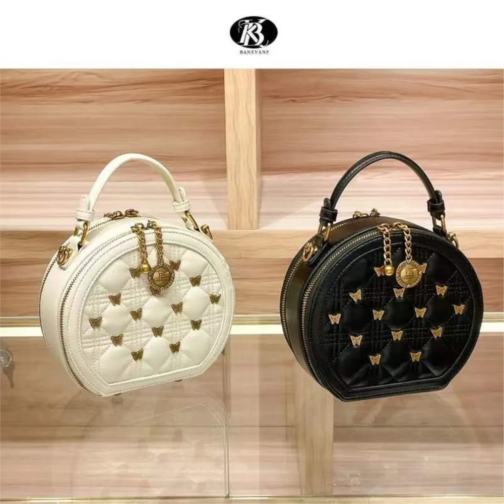 

KB Женская сумка 2025 Новая высококачественная дизайнерская круглая сумка в форме бабочки в форме ромба Модная сумка через плечо на одно плечо