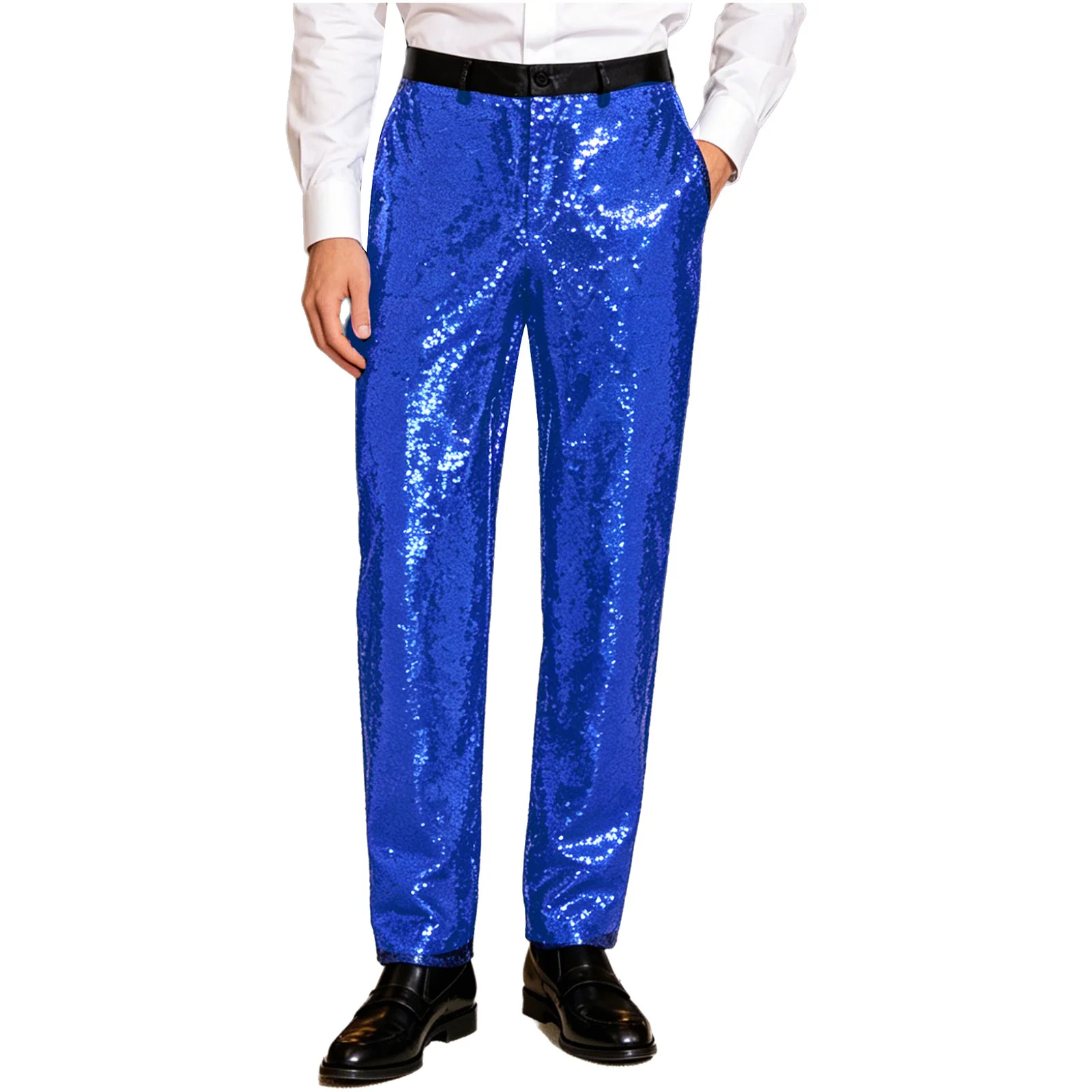 Sequins Pants for Men's Party Retro 70s 80s Disco Outfit Shiny Trousers Male Sequins Long Pants for Club Jazz Rock Music Costume view 2