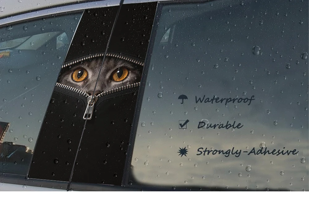 Creative Animal B Pillar Car Sticker Waterproof Center Column Decal Hide Scratches Car Window Pillar Vinyl Auto Exterior Decor