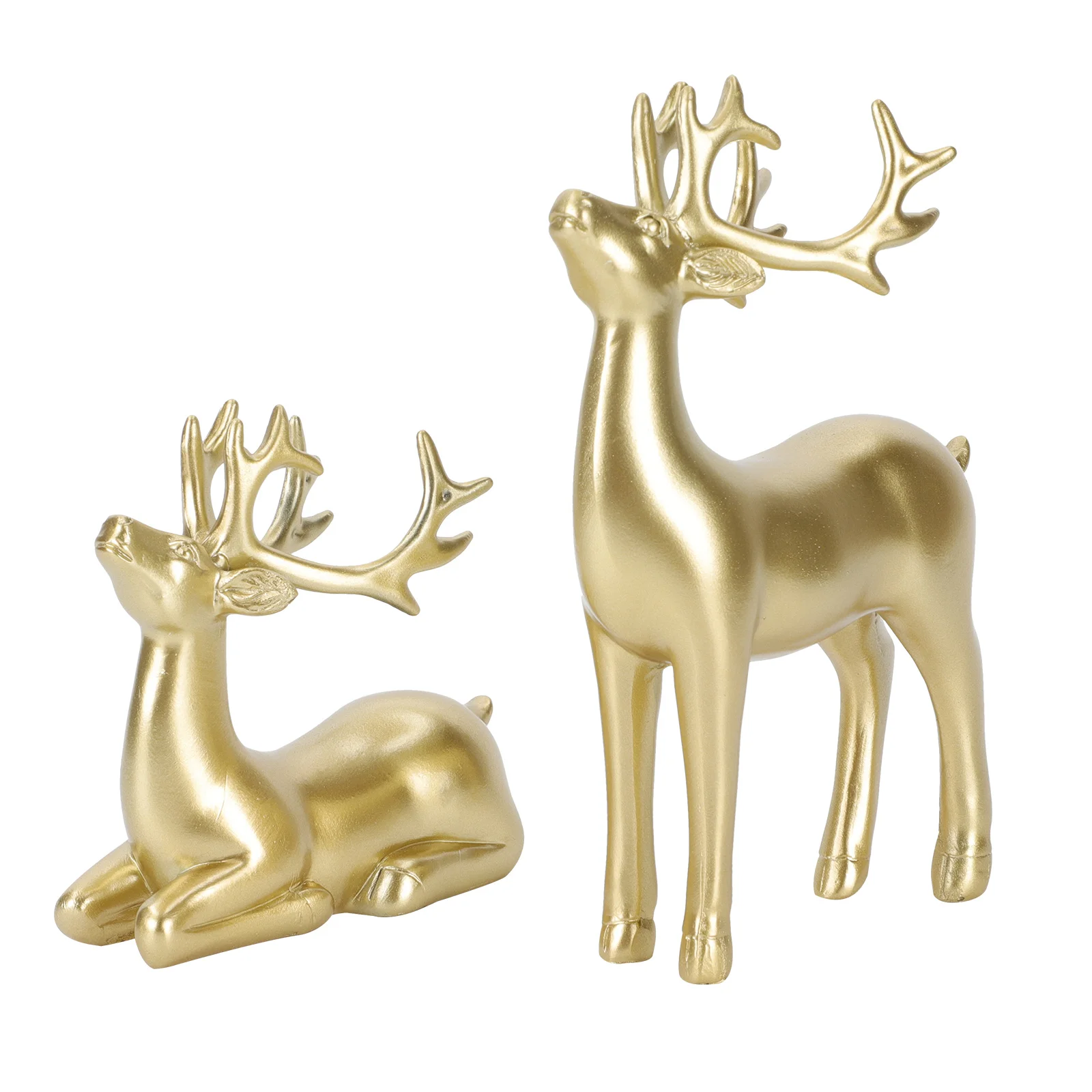 

2 Pcs Premium Resin Lucky Deer Statue Cabinet Desktop Bookshelf Decor Xmas Deer Home nament Resin nament Shooting Props Small