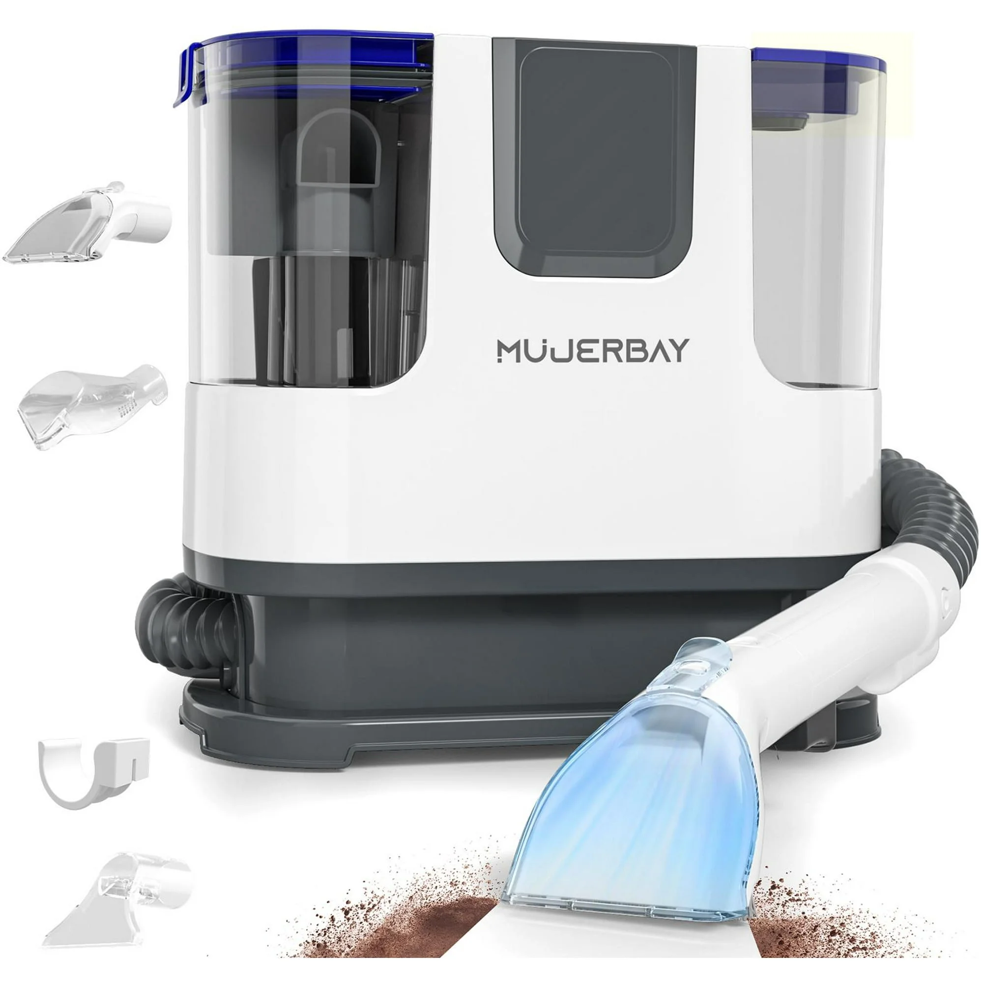 Портативный очиститель ковров MUJERBAY 12 кПа, ручной точечный очиститель для пятен домашних животных на диване, автокресла, глубокая очистка 1,18 дюйма, Lightw