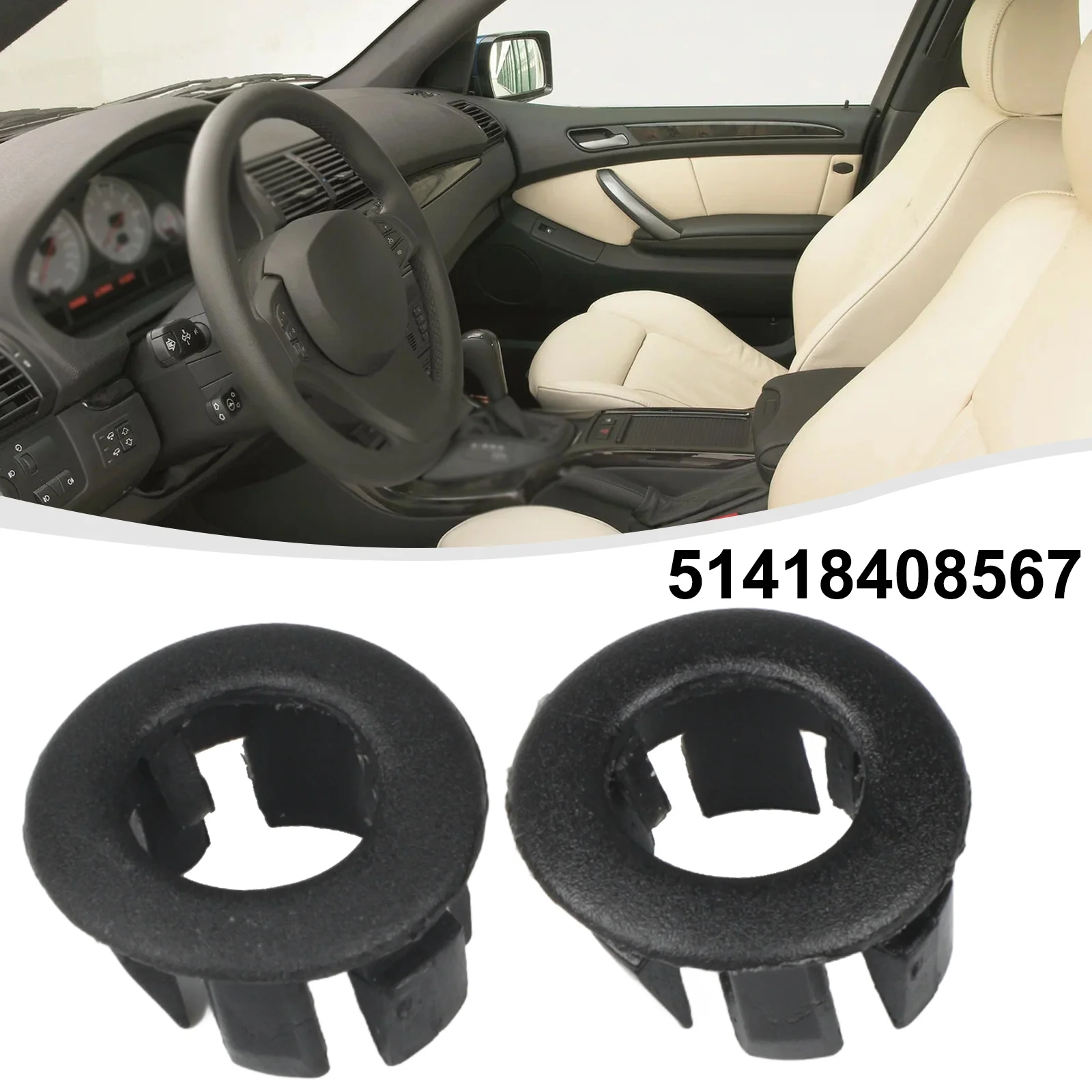 

2x Window Latch Cover Door Lock Rod Grommet For BMW For X5 E53 1999-2006 ABS 51418408567 Exterior Door Panels Car Accessories