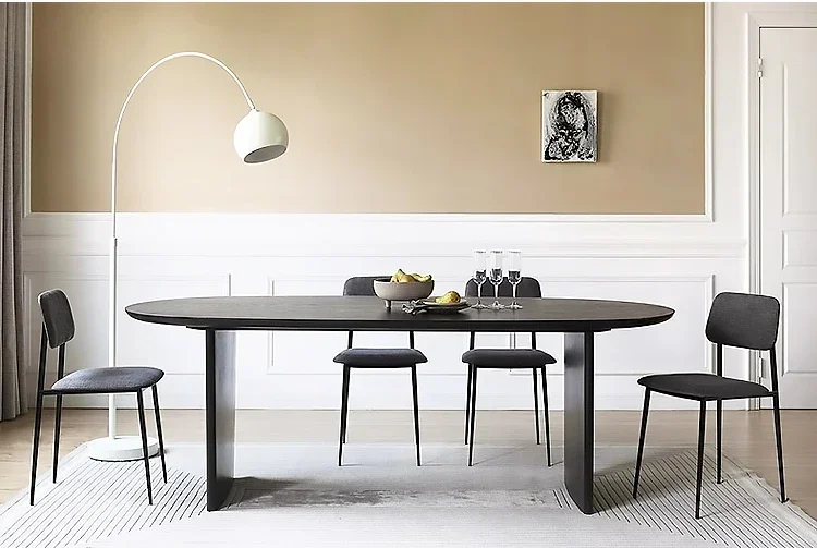 Nordic minimalist solid wood oval dining table simple living room dining table designer creative desk