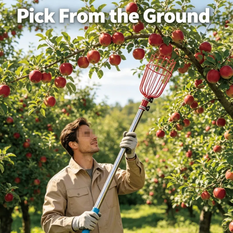 Fruit with Red & Blue Grip for Apple Pear Orange High Tree Harvesting Garden Tool Easy Use Easy and convenient tools