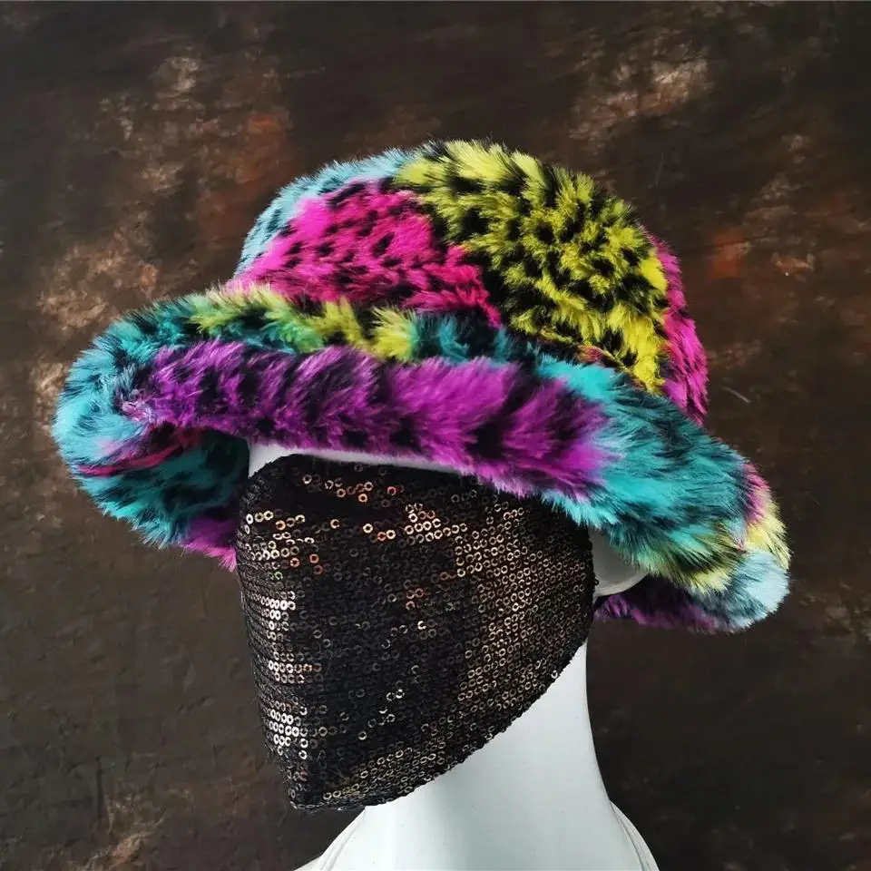 Winter Hats Skullies Women Warm Long Rabbit Fur Hair Caps Fashion Solid Wide Cuff Young Style Beanies Fisherman Spliced