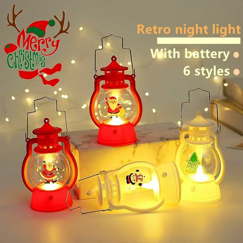 Lanterne LED avec batterie, ornements de noël, père noël, décorations de joyeux noël pour la maison, cadeau de noël, 2026