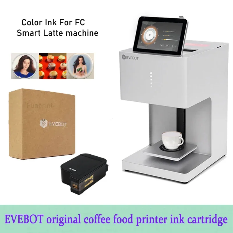 Evebot Ink Cartridge Coffee Printer Can Be Used In Coffee Latte Machine Single Color And Colorful For food ink FM1 FT4  or FC