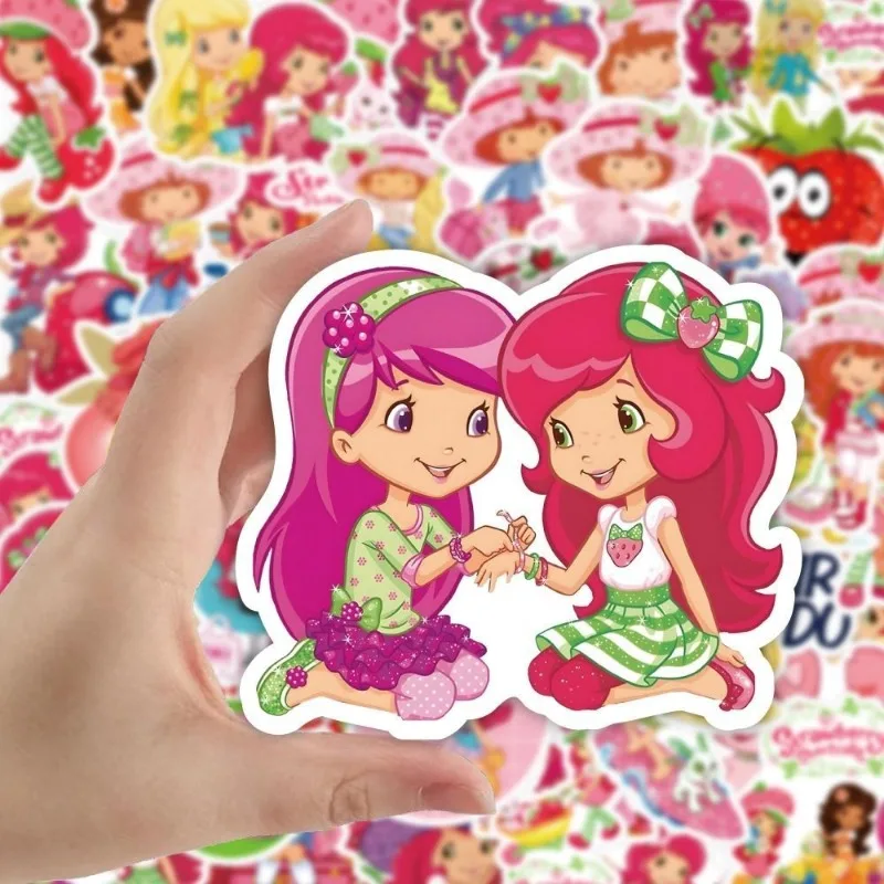 50pcs Cartoon Strawberry Shortcake Sticker Children Label Thank You Stickers Cute Toy Game Tag DIY Gift Sealing Label Decoration