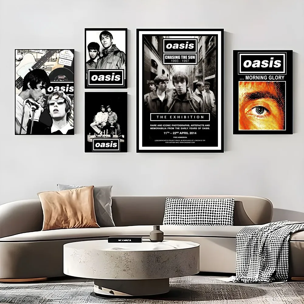 O-OASIS-S Retro Rock Roll Album Page Poster Sticky Wall Art Printing Waterproof Home Living Bed Room Bar Aesthetic Decor