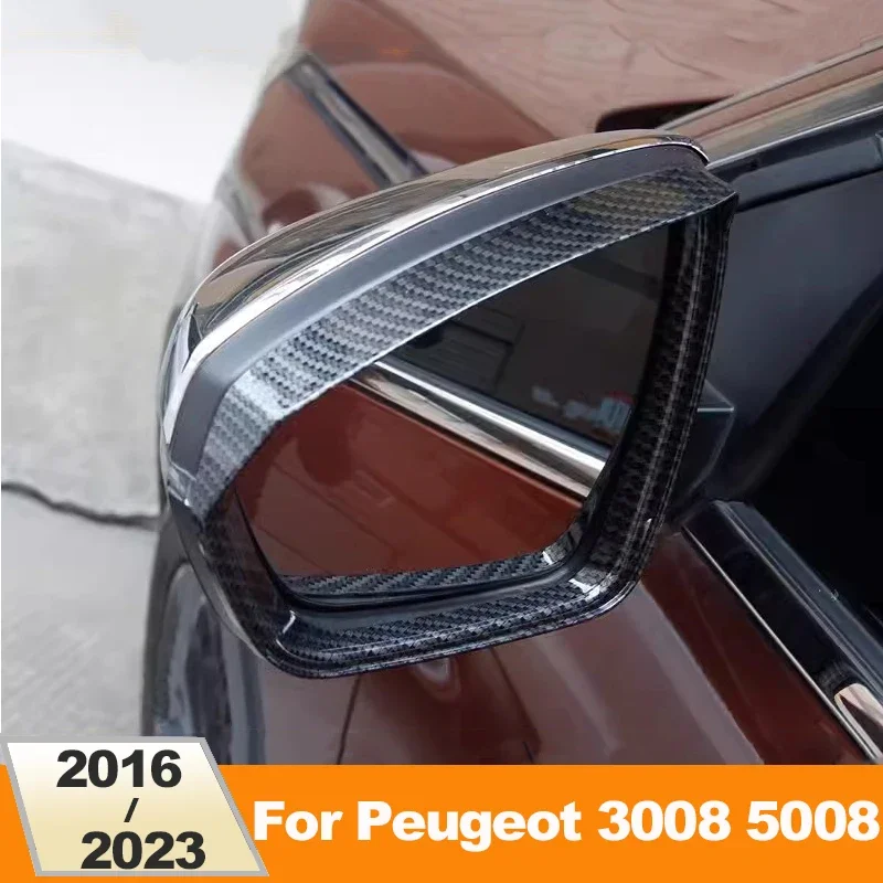 

For Peugeot 3008 5008 GT 2016-2018 2019 2020 2021 2022 2023 Car Rearview Mirror Rain Shade Rainproof Blades Cover Trim Sticker