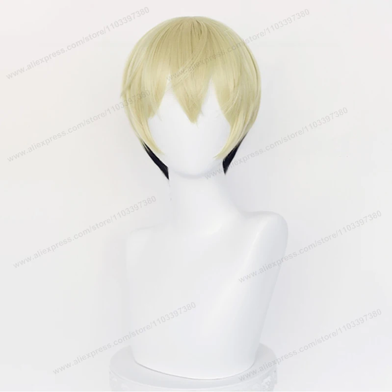 Chifuyu Matsuno Cosplay Pruik 32Cm Kort Zwart Blond Haar Anime Hittebestendige Synthetische Pruiken