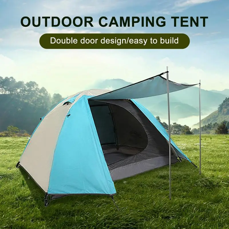 Camping Tents 2 People Backpacking Tent Portable Lightweight Weather Resistant Instant Setup Double-Thick Fabric Outdoor Camping