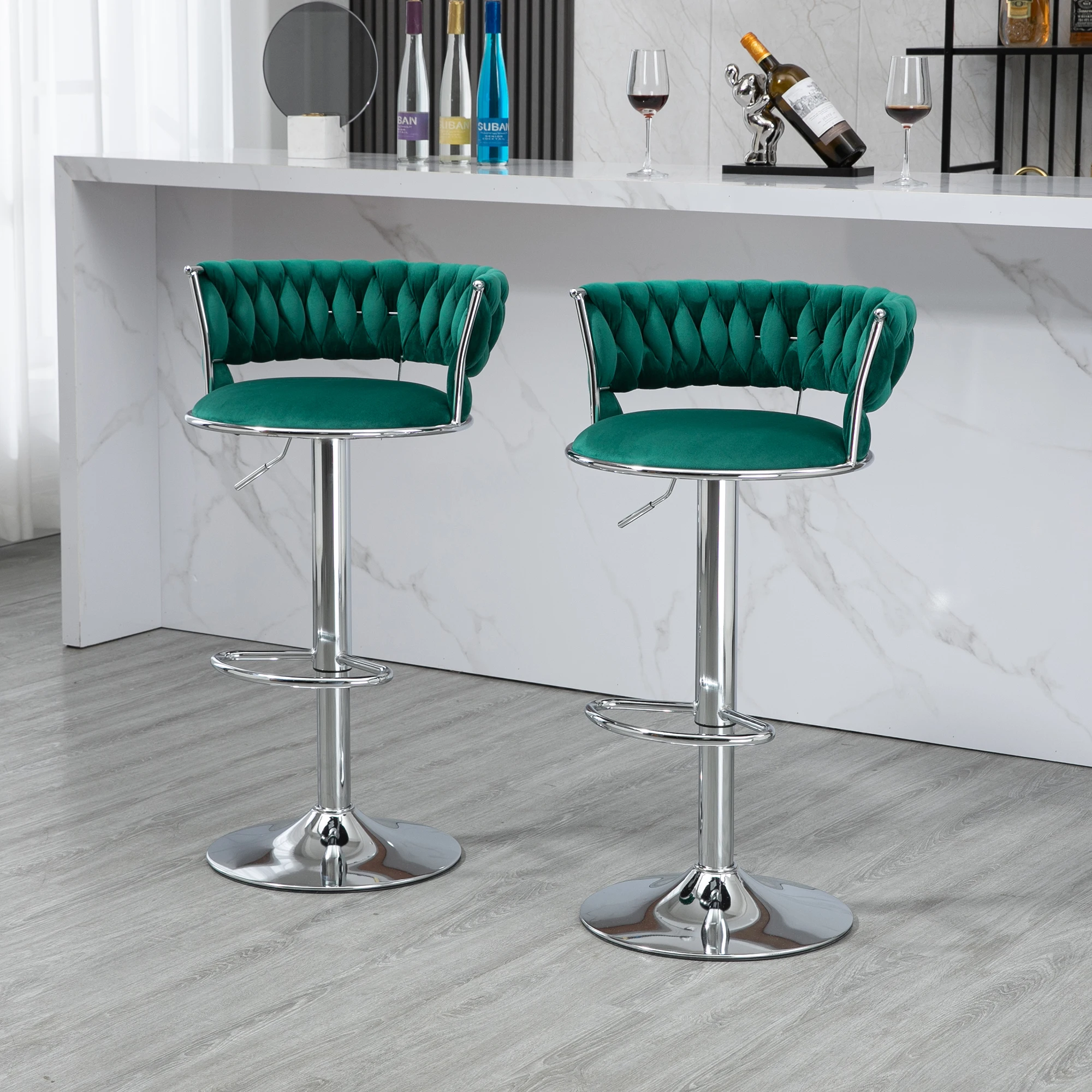 VSOGA Swivel Bar Stool Set of 2 Height Adjustable chairs with Footrest for kitchen and Dining Room