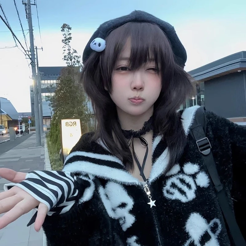 

Японское пальто Kawaii Y2k, женское милое повседневное элегантное пальто на молнии, верхняя одежда в стиле Лолиты, милые тонкие топы с длинными рукавами, осень 2000-х годов, новинка зимы