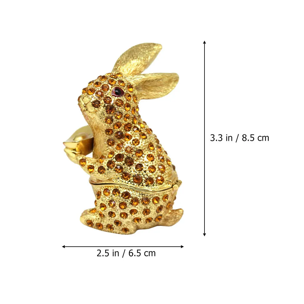 Exquisite Alloy Rabbit Jewelry Box Ring Mini Storage Case Earrings Organizer Desktop Trinket Container Ring Mini Box