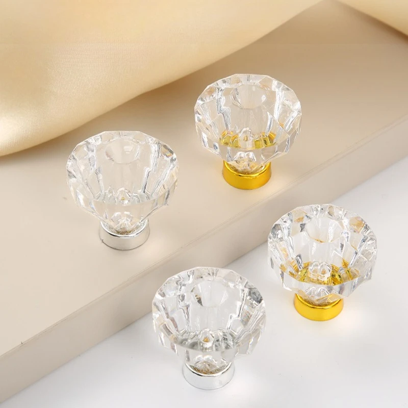Transparent Acrylic Crystal Cabinet Pulls Door Handle, Cabinet Wardrobe Door Drawer Knobs Single Hole Furniture Hardware,30mm