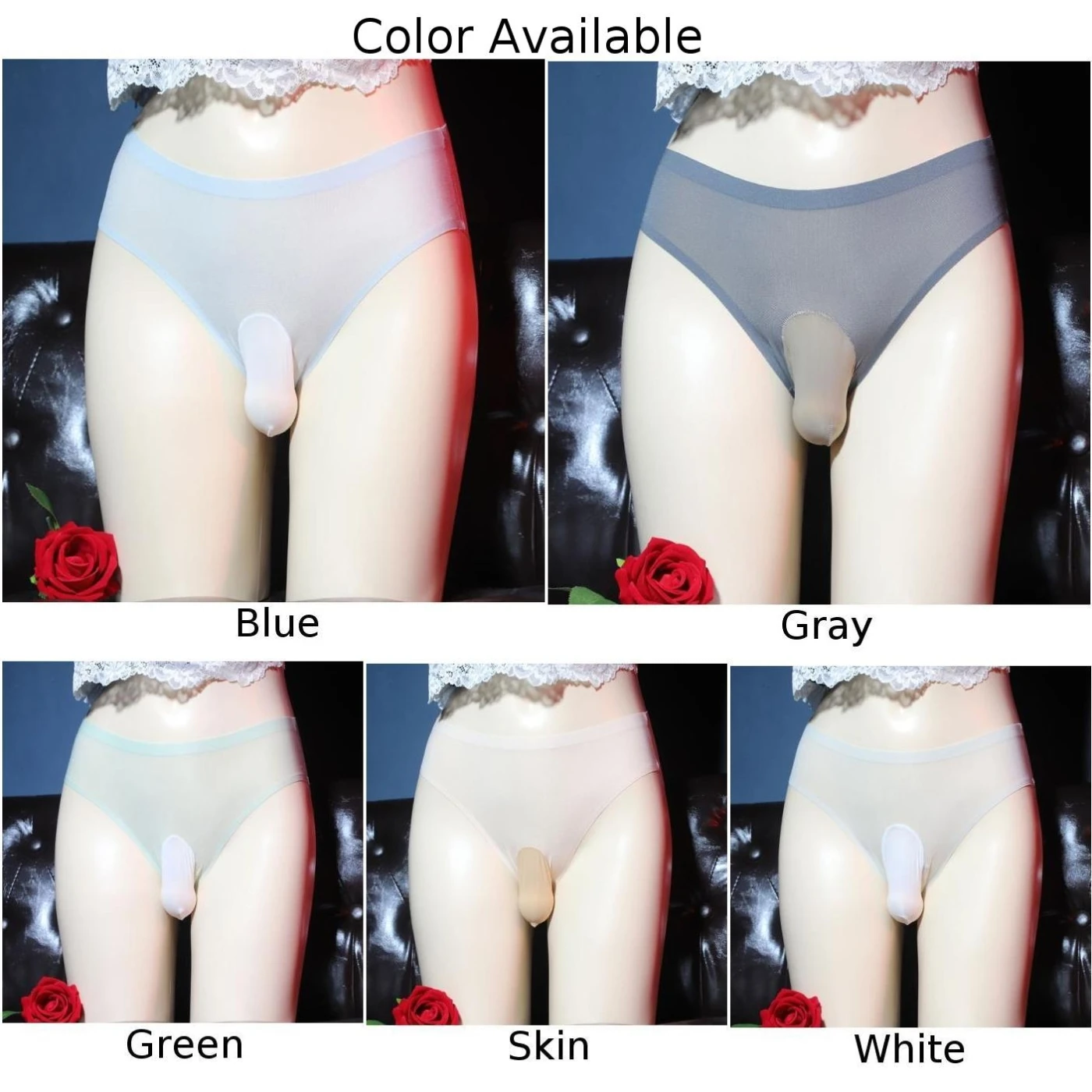 Summer Ice Silk Sissy Pouch Panties Men Sexy Thin See Through Brief Solid Breathable Elastic Gay Men Erotic Lingerie Underpant