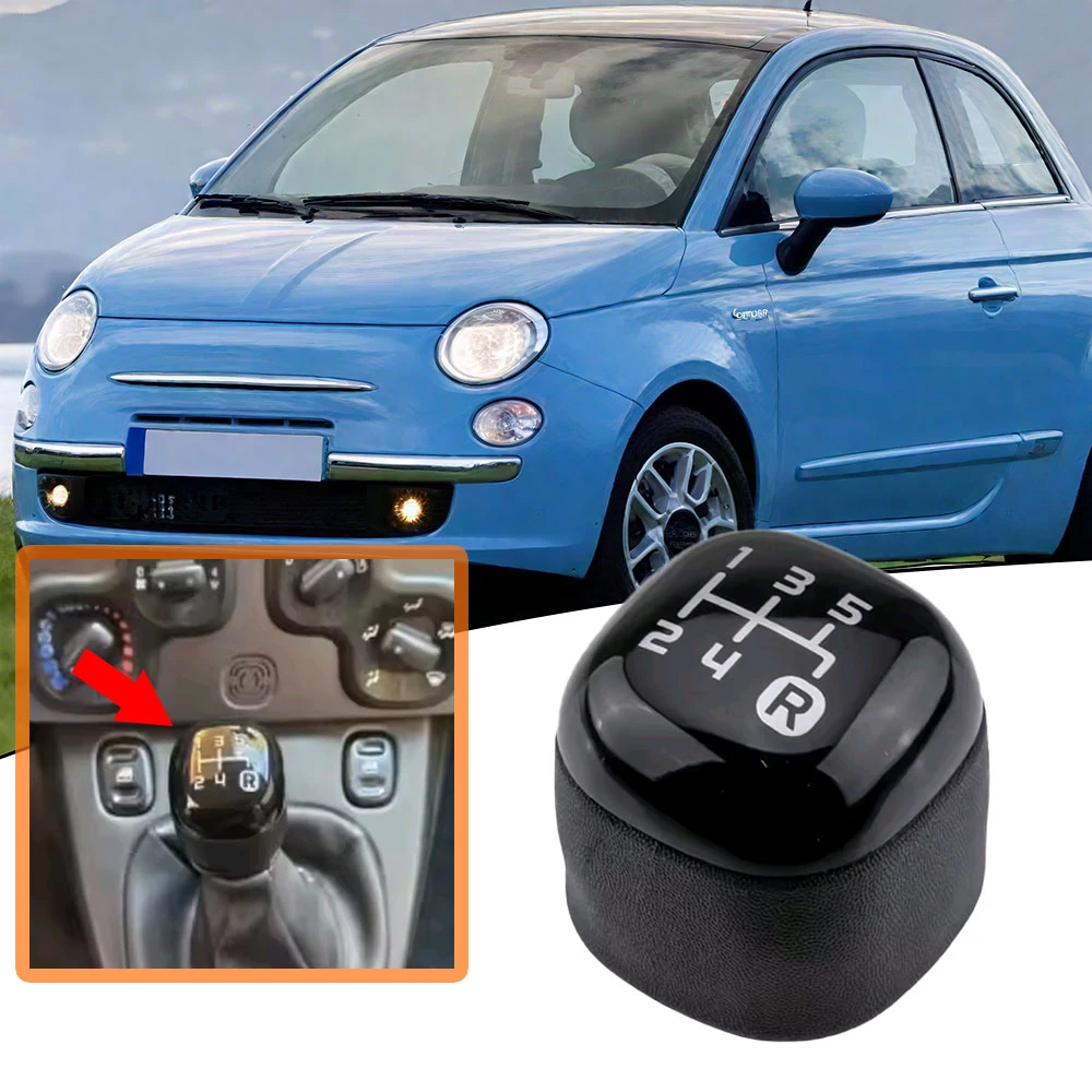 

1x Car Gear Knob Stick 5 Speed Manual Handball Manual Shifter Lever Handle Replaceable Head Auto Accessories for Fiat Panda 2012