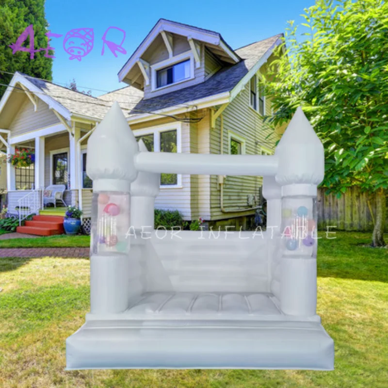 Casa de salto comercial de 3x3m, mini casa de salto inflável, quintal, casa de salto branca com balões rotativos