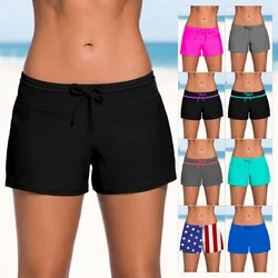 Plus Size Women's Swimming Trunks Shorts Swimsuit Bikini Bottoms With Belt For Ladies Swimwear Pants Beachwear Large