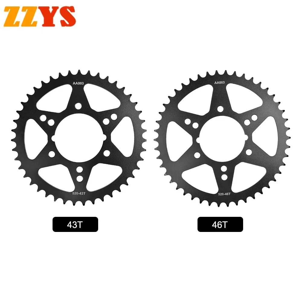 

520 43T 46T Tooth Rear Sprocket Gear Wheel Cam For Kawasaki ZX6R ZX-6R Ninja 2013-2023 ZX600N ZX636 ZX636C ZX636H ZX 600 636 6R