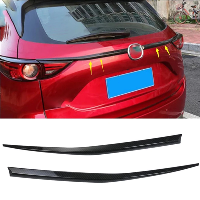 For Mazda CX-5 CX5 2017 - 2021 carbonfiber Rear Trunk Lid Cover Tailgate Boot Back Door Trim Molding Garnish Strip Protector