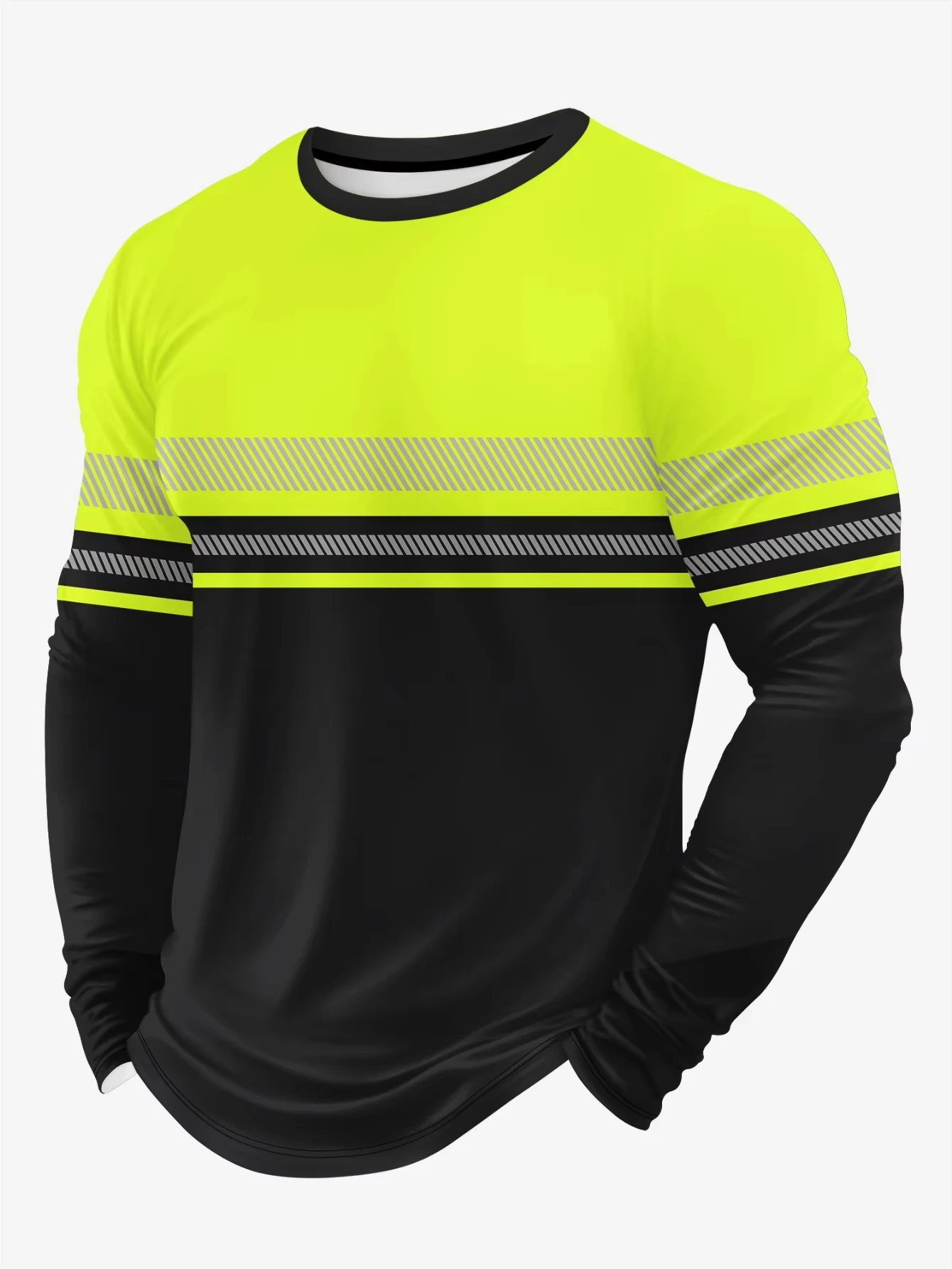 Men's 3D Printed Long Sleeved T-shirt Breathable Casual Sportswear Essential For Spring And Autumn Fitness Round Neck Top