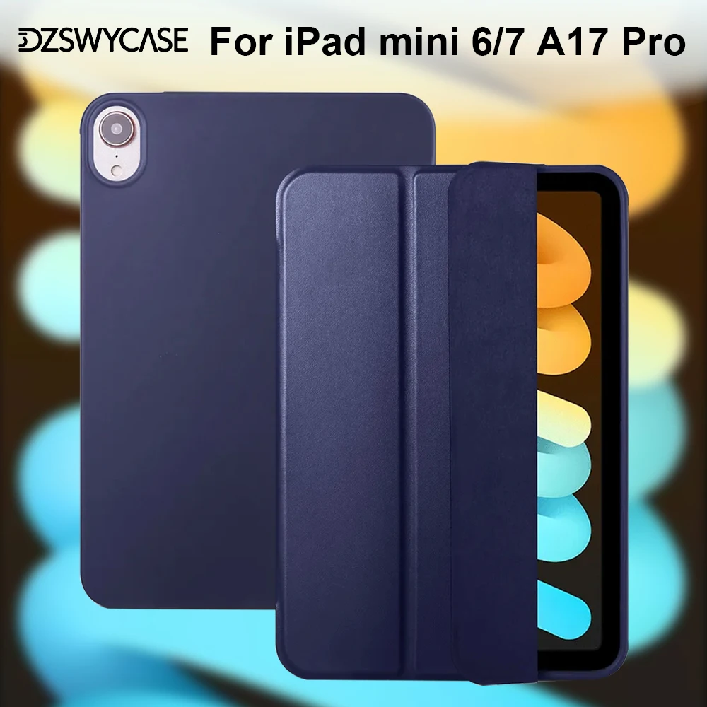Case For iPad Mini 7 (A17 Pro) 2024 / For iPad Mini 6th Gen 2021 8.3 Inch, Trifold Stand Silicone Back Cover, Auto Sleep / Wake