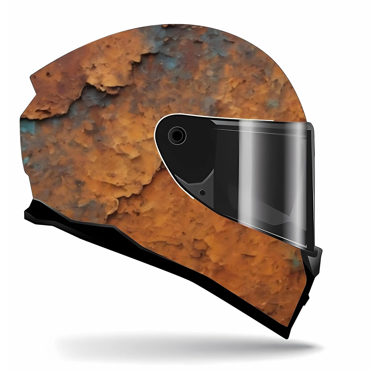 Rusted Metal Grunge Full Helmet Wrap Sticker Motorcycle Helmet Racing Graphic Decal Vinyl Wrap Helmet Decorative Sticker