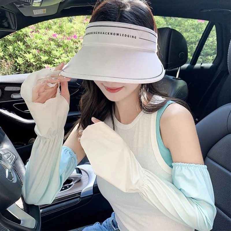 Summer Sun Protection Ice Sleeve Set Women Driving Sunscreen Long Sleeve Anti-UV Cycling Arm Protection Elastic Band